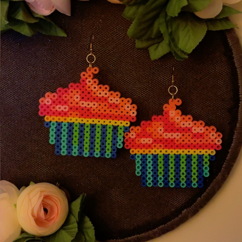 Rainbow Cupcake Statement Earrings